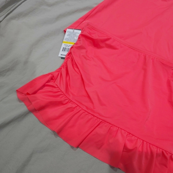 Kenneth Cole Reaction Coral Pink Swim 2 Piece with Ruffle Accents, Nwt, Size M - Picture 9 of 15